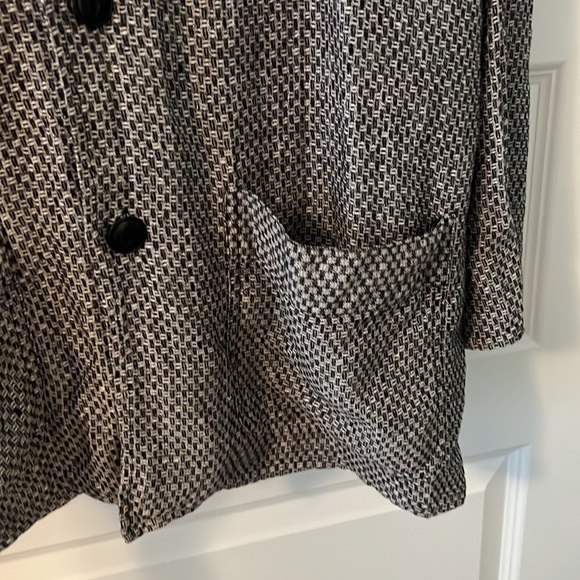 VTG Flax black & white 100% Linen jacket size large lagenlook long line preppy - Picture 10 of 10